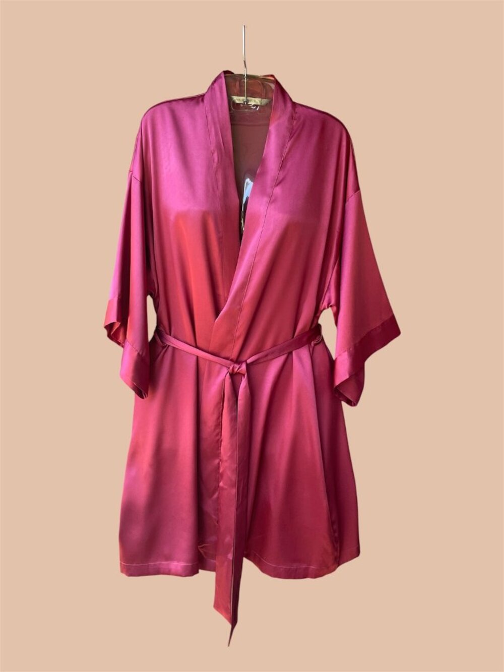 Victoria’s Secret Silky Satin Robe Kimono Style Coral S/M